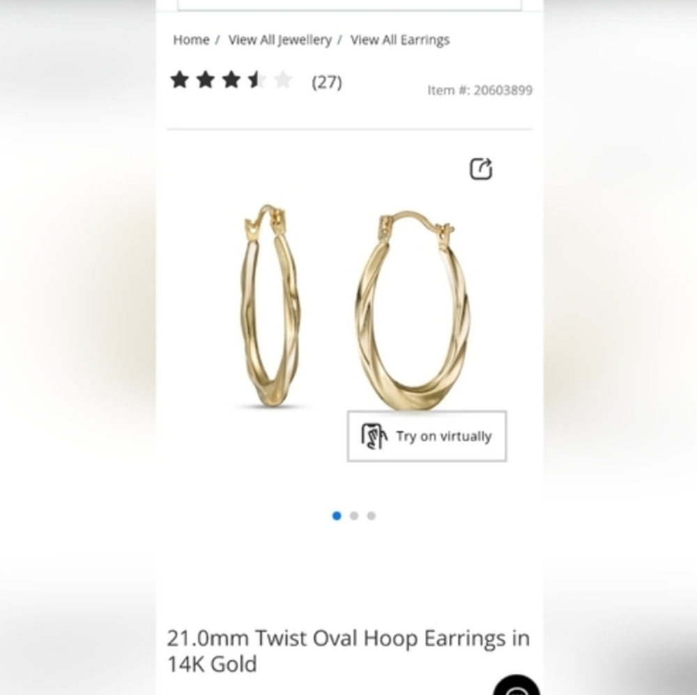 21.0mm Twist Oval Hoop Earrings in 14K Gold